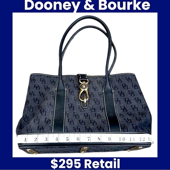 Y2K Dooney & Bourke Logo Lock Signature Canvas Jacquard w/Leather Trim - Picture 3 of 13